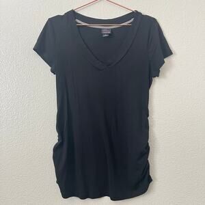 Oh Baby By Motherhood v neck tee t-shirt ruched sides black